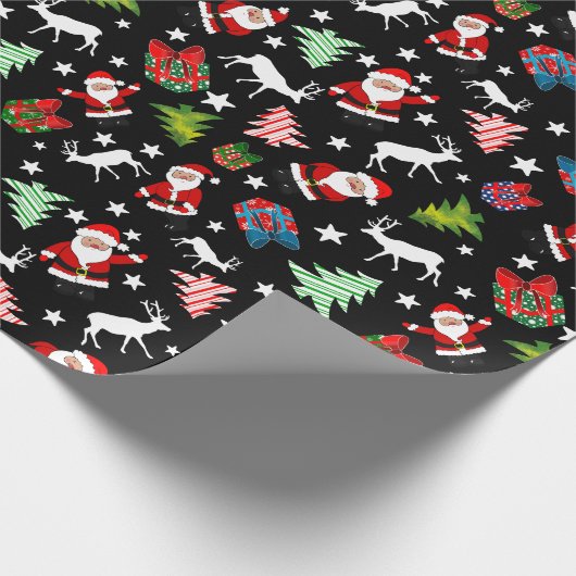 Vader Kerstmis en rendieren Patterned Cadeaupapier (Hoek)
