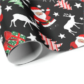 Vader Kerstmis en rendieren Patterned Cadeaupapier (Rol Hoek)