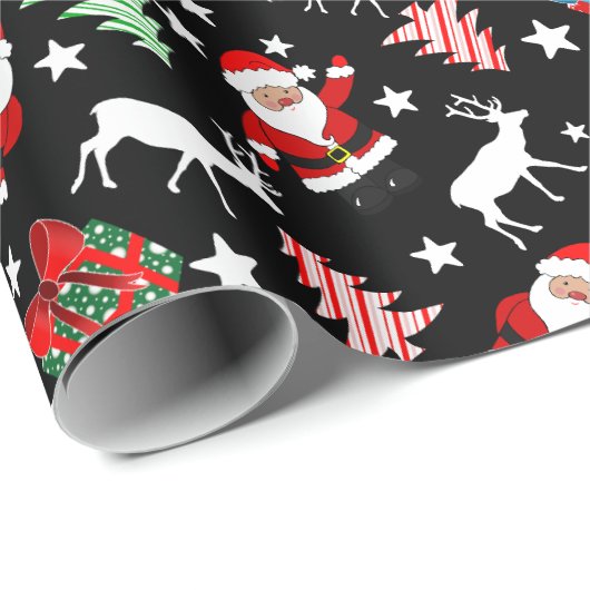Vader Kerstmis en rendieren Patterned Cadeaupapier (Rol Hoek)