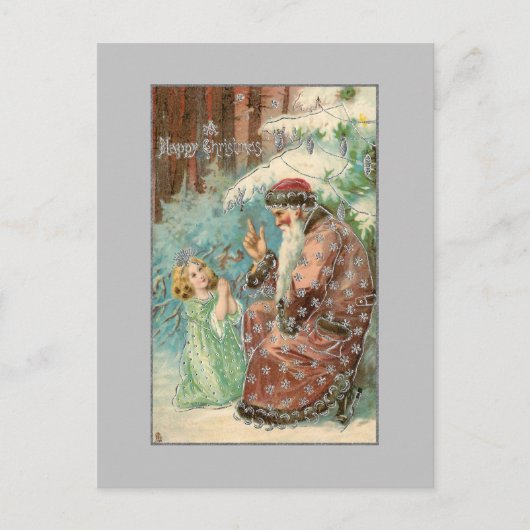 Vader Kerstmis in Winterbos met Engel Briefkaart (Voorkant)