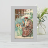 Vader Kerstmis in Winterbos met Engel Feestdagenkaart (Staand voorkant)