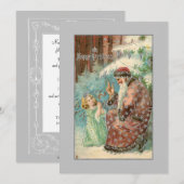 Vader Kerstmis in Winterbos met Engel Feestdagenkaart (Voorkant / Achterkant)