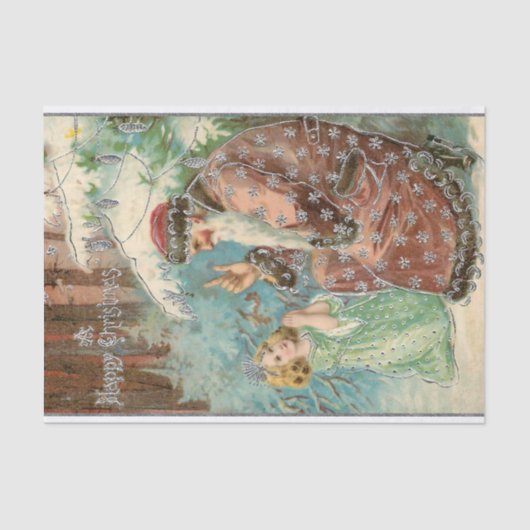 Vader Kerstmis in Winterbos met Engel Tissuepapier (Voorkant)