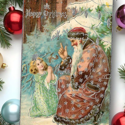 Vader Kerstmis in Winterbos met Engel Tissuepapier