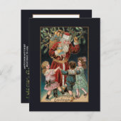 Vader Kerstmis met Dansende Kinderen & Mistletoe Briefkaart (Voorkant / Achterkant)