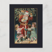 Vader Kerstmis met Dansende Kinderen & Mistletoe Briefkaart (Voorkant)