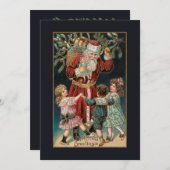 Vader Kerstmis met Dansende Kinderen & Mistletoe Feestdagenkaart (Voorkant / Achterkant)