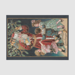 Vader Kerstmis met Dansende Kinderen & Mistletoe Tissuepapier