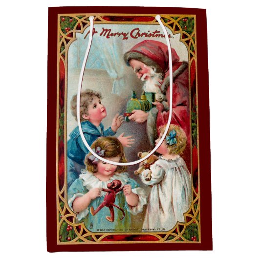 Vader Kerstmis met kinderen Medium Cadeauzakje (Voorkant)