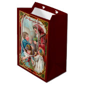 Vader Kerstmis met kinderen Medium Cadeauzakje (Achterkant Gekanteld)