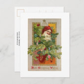 Vader Kerstmis met Versierde Boom & Ster Briefkaart (Voorkant / Achterkant)