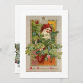 Vader Kerstmis met Versierde Boom & Ster Feestdagenkaart (Voorkant / Achterkant)