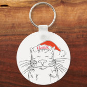 Vader Kerstmis tabby kat cadeau Sleutelhanger (Voorkant)