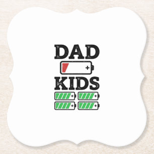 Vader Kinderen Batterij Grappig Vintage Vector T-s Kartonnen Onderzetters