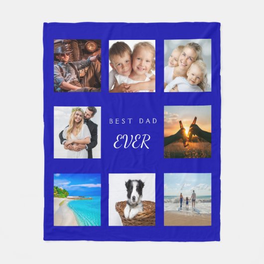 Vader koningsblauw fotocollage fleece deken (Voorkant)