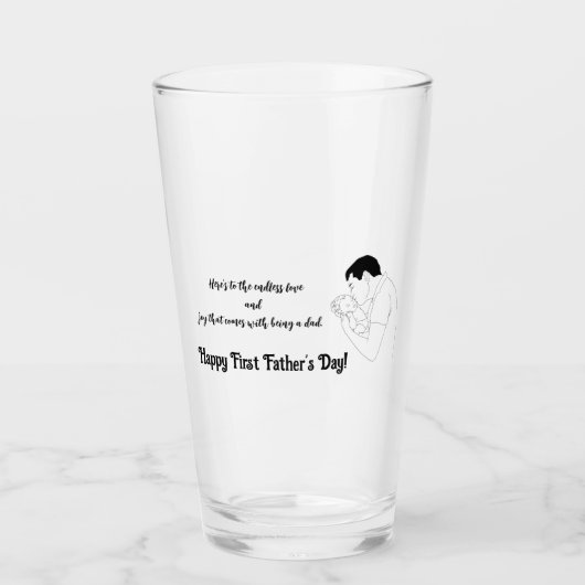 Vader kussen Baby, Happy First Fathers Day, Glas (Voorkant)