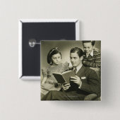 Vader leest zoon voor vierkante button 5,1 cm (Voorkant /achterkant)