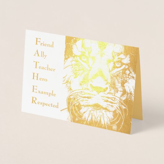 Vader Leeuw Wilde Dieren Kunst Vader Acroniem Vade Folie Kaarten (Voorkant)