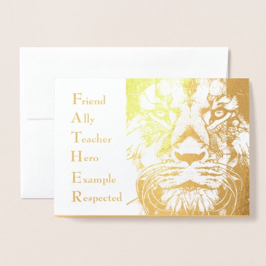 Vader Leeuw Wilde Dieren Kunst Vader Acroniem Vade Folie Kaarten (Voorkant met envelop)