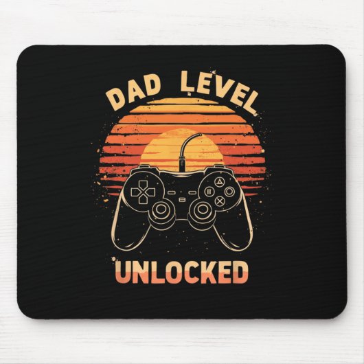 Vader Level Ontgrendeld Grappig Retro Nieuwe Vader Muismat (Voorkant)