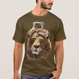 Vader Lion en Lion Cub mannelijke leeuw T-shirt