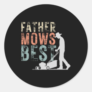 Vader maait beste gazon zorg papa maaien tuinieren ronde sticker