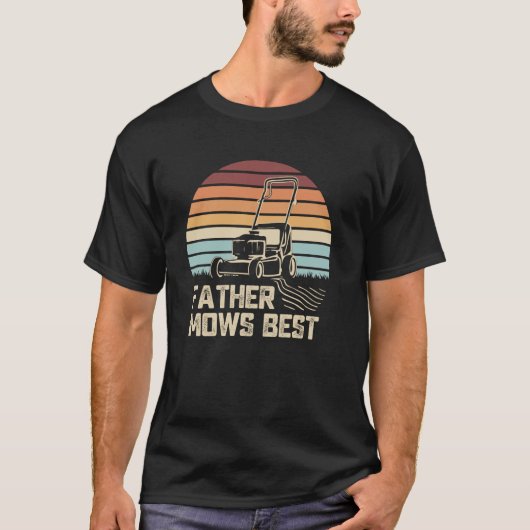 Vader maait beste grappige gazon zorg vader Retro T-shirt (Voorkant)