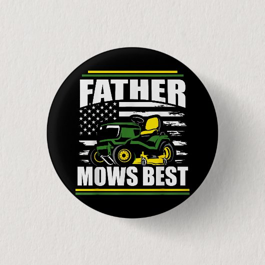 Vader maait beste grappige grasmaaier Amerikaanse  Ronde Button 3,2 Cm (Voorkant)