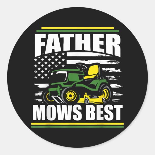Vader maait beste grappige grasmaaier Amerikaanse Ronde Sticker (Voorkant)