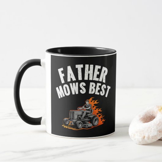 Vader maait beste grappige vader vuur vlam grasmaa mok (Met donut)