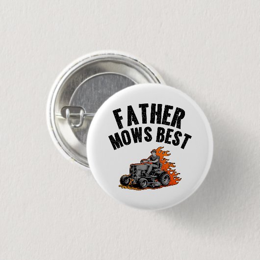 Vader maait beste grappige vader vuur vlam grasmaa ronde button 3,2 cm (Voorkant /achterkant)