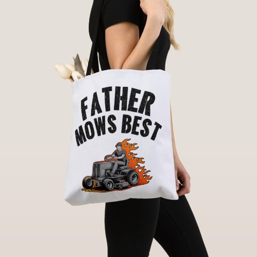 Vader maait beste grappige vader vuur vlam grasmaa tote bag (Dichtbij)