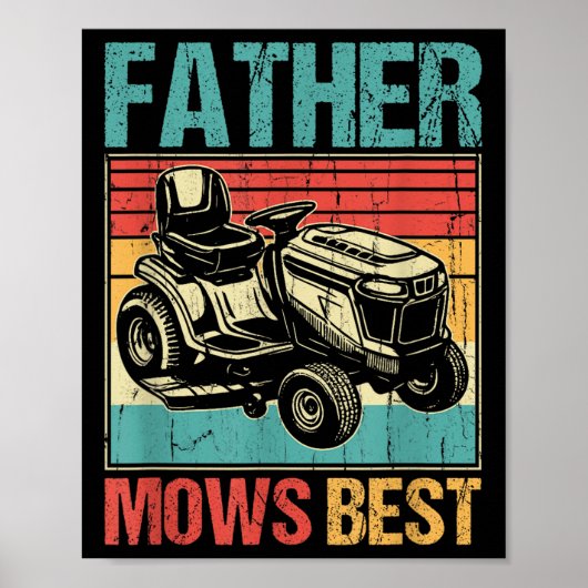 Vader maait het beste, gazon maaien papa, grappig poster (Voorkant)