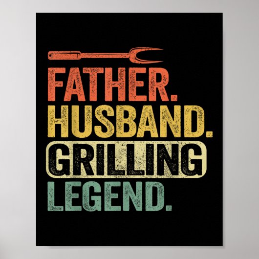 Vader Man Grillen Legende Barbecue Grappig Varken Poster (Voorkant)