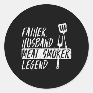 Vader Man Vlees Grill Legende BBQ Rescue Grill Me Ronde Sticker