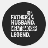 Vader man vlees roker legende grillen vader vlees ronde sticker (Voorkant)