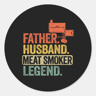 Vader man vlees roker legende grillen vader vlees ronde sticker