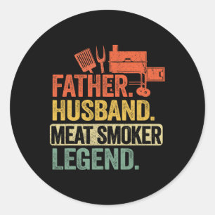 Vader man vlees roker legende grillen vader vlees ronde sticker