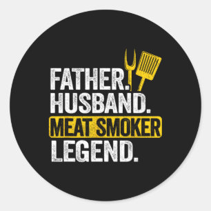 Vader man vlees roker legende grillen vader vlees ronde sticker