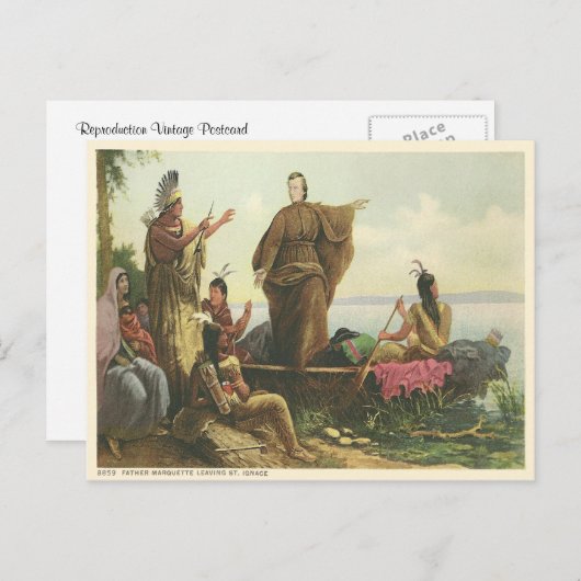  vader Marquette, St Ignace Michigan Briefkaart (Voorkant / Achterkant)