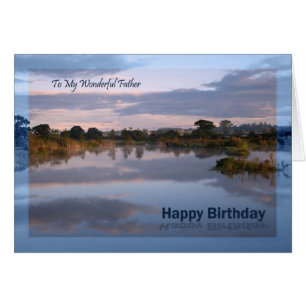 Vader, meer bij dageraad, Birthday-kaart