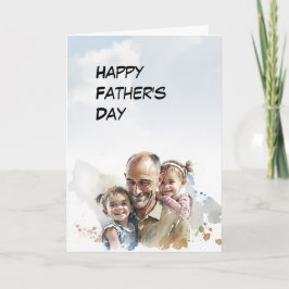 Vader met 2 dochters Vaderdag Kaart