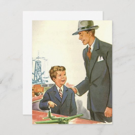  vader met Kind en vlakke vaders dag Feestdagenkaart (Voorkant / Achterkant)