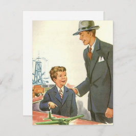  vader met Kind en vlakke vaders dag Feestdagenkaart