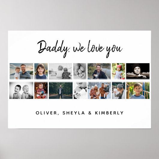 Vader met Kinder familie 14 Fotocollage Keepsake Poster (Voorkant)