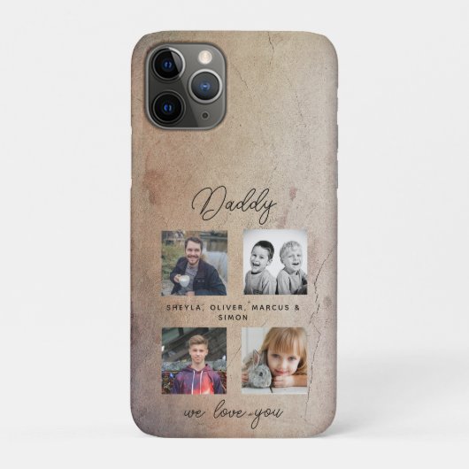 Vader met Kinder familie Daddy 4 Fotocollage Case-Mate iPhone Case (Achterkant)