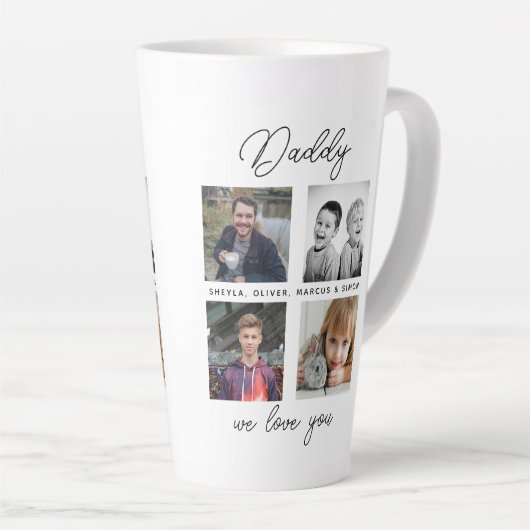 Vader met Kinder familie Daddy 4 Fotocollage Latte Mok (Rechterhoek)