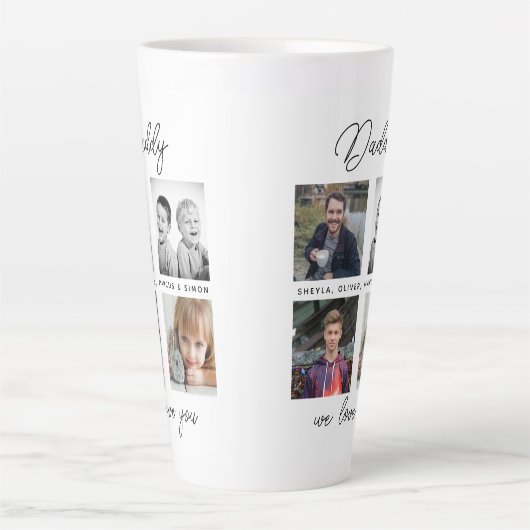 Vader met Kinder familie Daddy 4 Fotocollage Latte Mok (Voorkant)