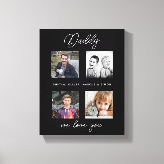 Vader met Kinder Familie Daddy Fotocollage Canvas Afdruk (Voorkant)