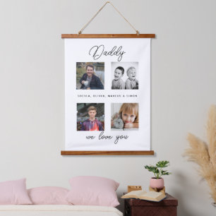 Vader met Kinder Familie Daddy Fotocollage Hangend Wandkleed
